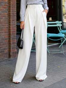 Ins Hot-Selling Casual White High-Waist Wide-Leg Suit Pants, Loose Hip-Covering Floor-Length Casual Trousers - White - View 9