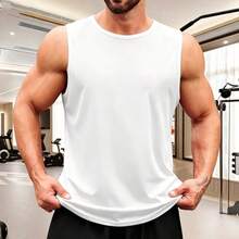 Camiseta sin mangas para hombre con estampado de letras y camuflaje, corte regular, informal, con diseño gráfico, para verano, top para uso diario, ropa masculina. - Blanco - Ver 3
