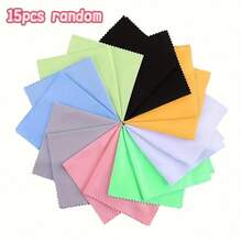 15 piezas de paños de limpieza de microfibra de colores aleatorios, toallitas reutilizables sin pelusa, adecuadas para gafas, lentes de cámara, pantallas de teléfono - Multicolor - Ver 2