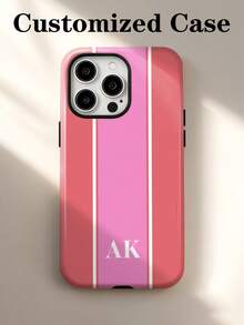 1pc Minimalist Geometric Striped Color Block Patchwork Design Personalized Signature Customized Color Pattern Short Phrase Custom Exclusive Gift For Couples Daily Commute Holiday Anniversary 2-In-1 Glossy Film Full Coverage Hard Shell Phone Case Protective Cover Compatible With IPhone 11/12/13/14/15/16 17 Pro Max - Multicolor - View 3