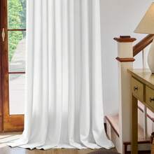 Cortina De Terciopelo Liso Con 8 Botones (1 Pieza), Tejido Suave Y De Alta Calidad, Mejora El Estilo De Su Hogar, Perfecta Para Complementar Cualquier Estilo De Decoración Moderna. - Blanco - Ver 3