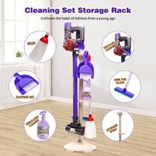 Children's Realistic Cleaning Toy Set, 3-In-1 Electric Vacuum Cleaner With Storage Rack, Mop, Broom, Dustpan, Spray Bottle Housework Tools Complete Set, Kids Cleaning And Sweeping Game Set, Role Play Props, Interactive Game Set, Suitable For Boys And Girls, Ideal Birthday Gift, Holiday Gift - Multicolor - View 5