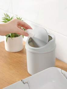 Mini Trash Can With Twist Lid Design To Prevent Odor Leakage Small Desktop Garbage Can For Bathroom Home Coffee Office Minimalist Style Dressing Table Trash Can Storing Fruit Peels And Paper Scraps To Keep Desk Tidy For Women - A - View 10