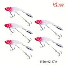 GOTURE 5pcs Long Tail Vibrating Lure, Laser Coating, Streamlined Design, Large Swing Action, 3 Hooks, Double Hook Configuration, Suitable For Sea Bass And Bass Fishing - Multicolor - View 11