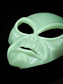 Glow-In-The-Dark Mask Headpiece, Unique Design Mask, Halloween/Carnival Party Costume, Halloween Horror Outfit, Scary Alien Mask Headpiece, Alien Costume Mask, Unique Design, High Visibility, Eye-Catching - View 3