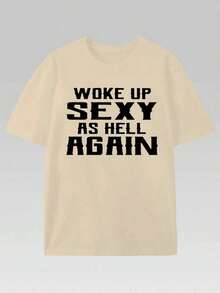PAYEAH T-Shirt I Woke Up Sexy Like Hell Again (One Piece) 100% Cotton 220g Heavyweight Cotton T-Shirt - 軍綠色 - 查看 1