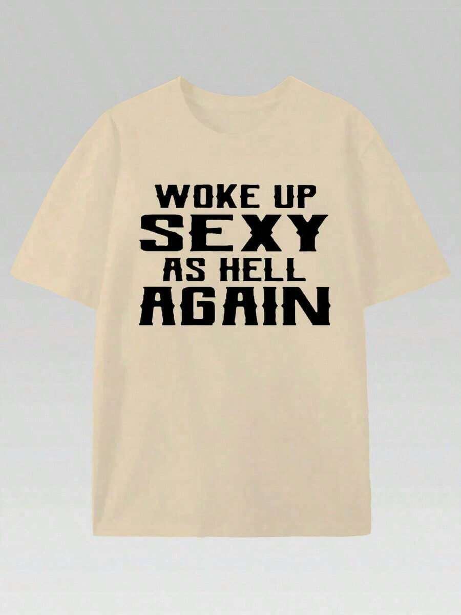 PAYEAH T-Shirt I Woke Up Sexy Like Hell Again (One Piece) 100% Cotton 220g Heavyweight Cotton T-Shirt - 軍綠色 - 查看 1