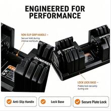 AYAYM Adjustable Dumbbells Set Singel, Pair, Muscle Building, Strength Training, Adjustable Weights For Home Gym, Space Saving 15 In 1, Locking Mechanism 25KG - Black - View 3