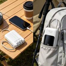 GAWFOLK 黑色 10000mAh 移动电源 - PD20W 快充便携式充电器，带手电筒，旅行必备手机电池组。兼容 /安卓手机。非常适合夏季假期、户外旅行、露营和应急备用。送给男士、家人、朋友的礼物，生日礼物，情人节礼物。（电量显示）（黑色） - 夢幻黑 - 查看 9