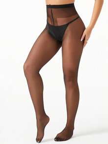 1 Stück Damen 10D Ultra dünne T-Schritt Strumpfhose, Skinny Leggings - Schwarz - Übersicht 2