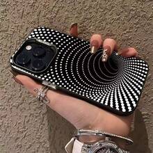 غطاء هاتف Wave Dot Black Hole مناسب لهاتف Apple 16Pro، 15plus موديل جديد، 14Pro متطور 13 ثلاثي الأبعاد 17 - صدفة فضية - أسود - ثقب أسود منقط - مشاهدة 3