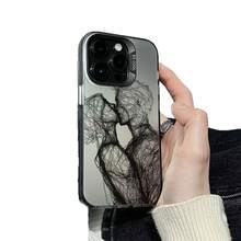Line Kiss Is Suitable For Apple 16 Phone Cases,  17 New Model, 15 Pro For Couples, 14 Pro Creative, 13 Premium - 彩銀殼-藍色-線條親吻 - 查看 6