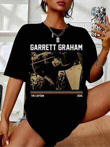 Garrett Graham Off-Campus Briar Uni Bootleg Rap Style Vintage  Shirt. - 黑色 - 查看 1