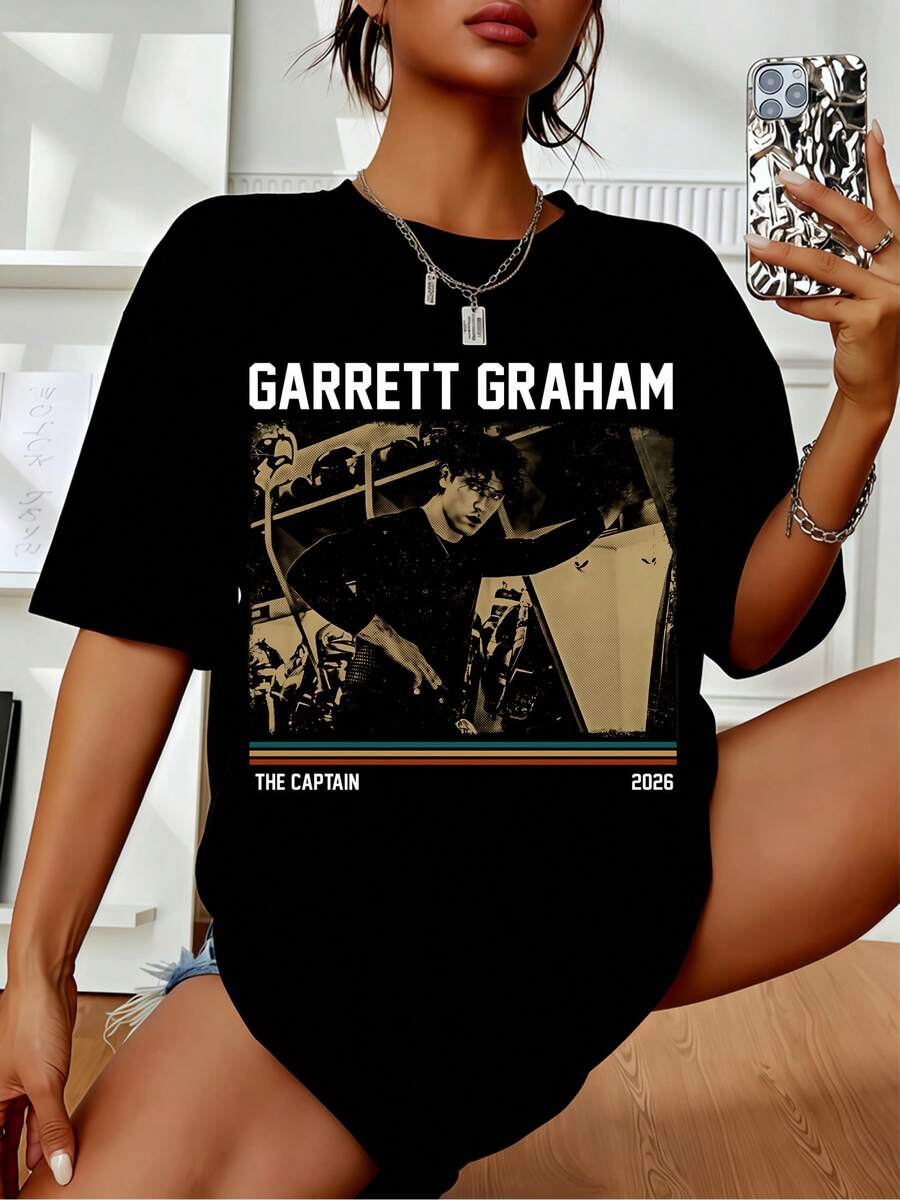 Garrett Graham Off-Campus Briar Uni Bootleg Rap Style Vintage Shirt. - 黑色 - 查看 1