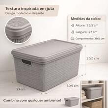 RVS E-COMMERCE Kit 2 Organizer Box With Lid 22 Liters Large Bathroom Kitchen Jaguar Utilities - Beige - View 5