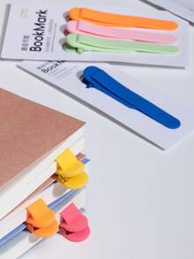 3pcs Automatic Following Bookmarks, Soft Silicone Material, Minimalist Style Pictogram Pen Clips, Memory Bookmarks For Recording, Multi-Functional Reading Note-Taking Tools, Book Covers And Accessories - Multicolor - View 11
