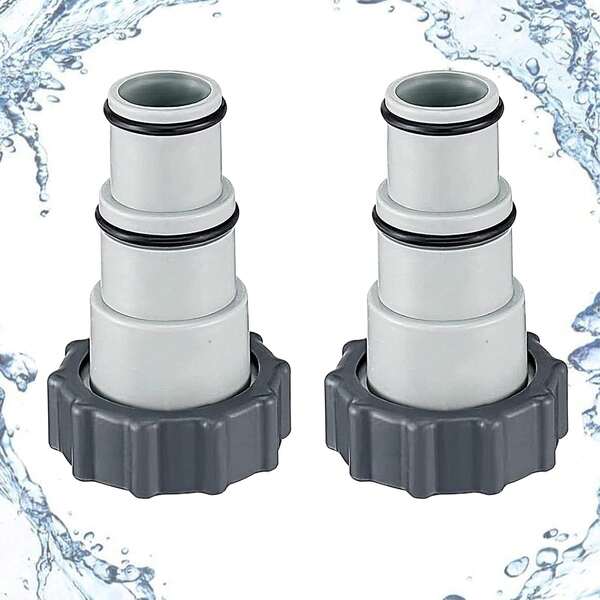 2 Buah Adaptor Selang Pengganti Ulir ke Penjepit untuk Perlengkapan Kolam Renang Intex dengan Selang 1,5 dan 1,25 Inci, Cocok untuk Pompa Filter, Generator Klorin, Sistem Garam dengan Koneksi Selang Berulir