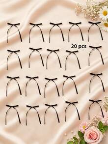 20 piezas/10 piezas/5 piezas Lazos de cinta para envolver regalos, diversas decoraciones, accesorios de costura hechos a mano, joyería DIY y accesorios para el cabello - Negro - Ver 12