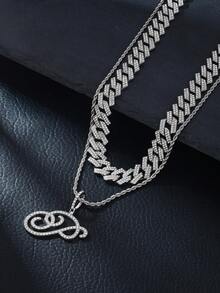Fashion Minimalist Cursive Initial Pendant A-Z Necklace Layered Chain Twisted Chain Punk Rock Rapper Hip Hop Chain, Birthday Gift For Friends And Besties, Party Gift - Hip Hop Letter Necklace - View 13