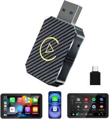 Adaptador inalámbrico CarPlay y caja de interconexión de dispositivos Android Auto para coche, caja CarPlay dos en uno - Conector USB plateado Q1M con marca dorada - Ver 1