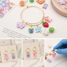 Random 20/30/40pcs Cute 3D Resin Mixed Mini Charms, Cartoon Fruit Animal Pendants For DIY Earrings Necklaces Handmade Jewelry Making Craft Supplies - Multicolor - View 2