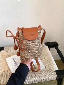 New Fashion Polka Dot Fabric Retro Straw Woven Casual Lightweight Summer Korean Style Niche Phone Bag, Pastoral Fresh European And American Style Shoulder Crossbody Lady Exquisite Commute Shopping Street Vacation Class Women's Bag - Multicolor - View 14