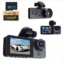 Kamera Dasbor 3 Lensa dengan Penglihatan Malam, Kamera Depan dan Interior 3 Arah 1080P, DVR Mobil Sudut Lebar, Layar IPS 2.0 Inci, Mode Parkir Sensor Gerak 24 Jam, Dilengkapi Kartu Penyimpanan 32GB, Kapasitas Baterai 150mAh - 32GB - View 11