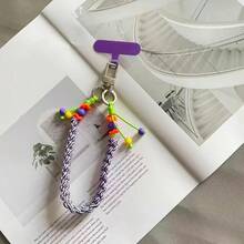 1 Peça Cordão de Pulso para Celular com Pingente de Contas Feito à Mão, Fecho Giratório de Metal de Alta Qualidade com Espaçador e Charm, Pingente para Bolsa, Chaveiro para Câmera, Corrente para Celular, Cordão Portátil para Uso Externo - Multicolorido - Visão 12