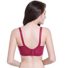 Sujetador sexy de encaje ajustable de talla grande con aros, push-up, estilo fino para mujer. - Rojo - Ver 2