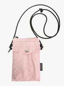 1 pieza Bolso bandolera mini de nylon resistente a desgarros con estampado a cuadros verde, cordón decorativo, múltiples bolsillos y cremallera, apto para camping y uso diario - Multicolor - Ver 14