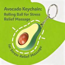 Avocado Roller Ball Stress Relief Keychain, Mini Massager, Personalized Fun Fruit Stress Relief Keyring Backpack Charm - Avocado Ornament - View 2