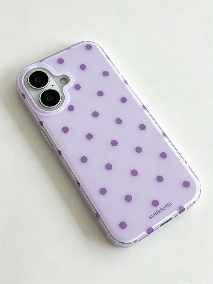 時尚手機殼,極簡可愛設計,黑白波點圖案,相容 iPhone 11 至 17 系列,包含 Pro Max 版本。(3D 效果圖基於實際產品,表面微粒子請謹慎購買,手機殼側面有均勻透明邊框) - 紫色 - 查看 1
