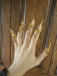 1pc/5pcs Subculture Gothic Finger Rings, Punk Dark Design Niche Fingertip Rings, Cosplay Nail Rings, Unisex Rings, These Nails Can Decorate Your Fingers And Be Used In Halloween Parties, Cosplay Parties, Birthday Parties. Additionally, They Are Very Suitable For Creating A Scary Halloween Atmosphere. Or They Can Also Be Used As Interesting Cosplay Accessories, Such As Vampire, Werewolf Style, Bride Accessories (There May Be Color Difference, Please Do Not Purchase If You Mind) - Multicolor - View 6