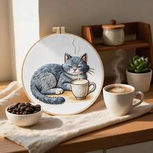 2 Styles Cute Cow/Blue Cat Handmade Embroidery Kit, Beginner Zero-Based 3D Embroidery Set, Living Room Bedroom Window Sill Decor, Warm Gift For Best Friend, Girlfriend, Couple - Multicolor - View 8