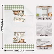 2 Stücke frische ländliche Küchen-Back-Illustrationsmuster Küchentücher, rechteckige Mikrofaser Küchentücher, Geschirrtücher, Scheuerschwämme, Handtücher, Koch-Back-Teetücher, Küchendekoration, Einweihungsgeschenke, Geburtstagsgeschenke, Badezimmer Reinigungstücher, dekorative Handtücher - Verschiedenfarbig - Übersicht 4