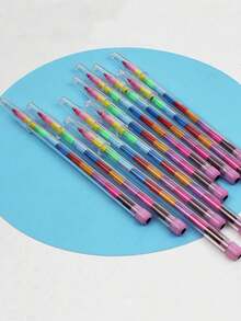 16/12/8/6/1件組 可堆疊11段彩色蠟筆，學生繪圖蠟筆與鉛筆，學生文具，可堆疊彩色鉛筆，返校用品，兒童禮物，萬聖節禮物，聖誕禮物 - 多色 - 查看 9
