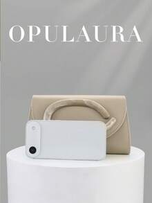 OpulAura 1件裝女款優雅黑色天鵝絨手提包，奢華天鵝絨晚宴包，適合正式禮服、婚禮、生日派對與畢業舞會 - 杏色 - 查看 7