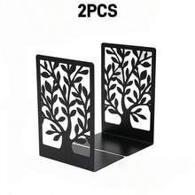 Black Metal Bookends Tree Of Life, Desktop Book Organizer, Bookshelf Book Holder, Non-Slip Book Stoppers, Office & Home Decor Rack - Multicolor - View 16