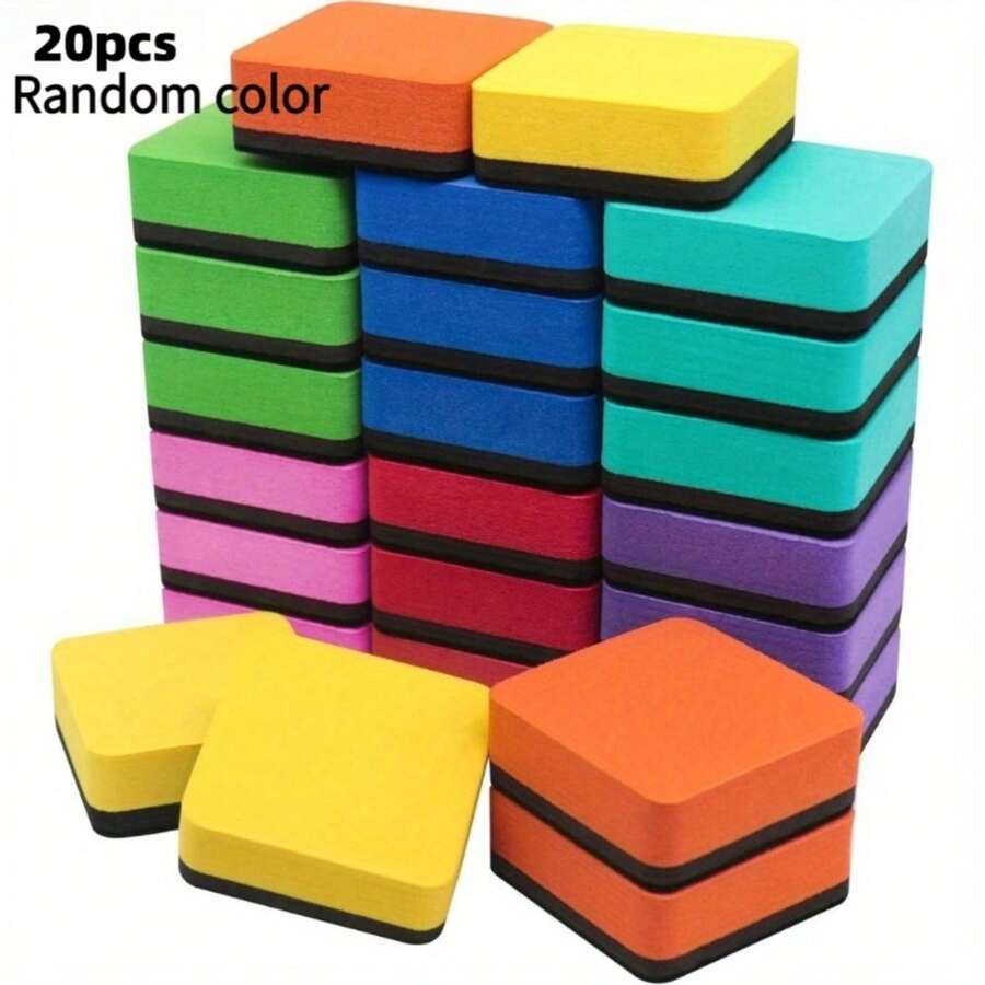 Random Color Dry Erase Board Eraser, Suitable For Classroom, Home And Office Whiteboard Cleaning, School Bulk Cleaning Set, No More Staining Erasers (Random Color) - A - View 1