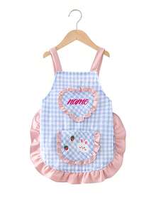 Delantal mini personalizado y lindo, nombre personalizable, con bolsillos y patrón de conejo de dibujos animados, regalo único de hito para pequeños chefs y pequeños artistas, recuerdo hecho a mano, adecuado como regalo de cumpleaños para niñas pequeñas, estilo estético - Multicolor - Ver 8