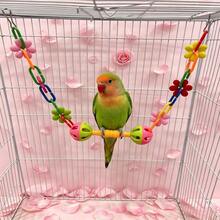 Colorful Floral Chain Bird Swing Toy With Dual Bell Balls, Plastic Hanging Perch Chewing Accessory, Suitable For Budgies, Long-Tailed Parrots, Cockatiels, Lovebirds And Small Parrots, Interactive Cage Toy For Beak Grinding And Boredom Relief, Random Color - View 10