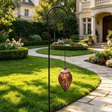 1pc Solar Powered Iron Water Drop Lantern - Waterproof, Create Beautiful Night Atmosphere For Your Garden - Outdoor Lighting - 銅色 - 查看 2