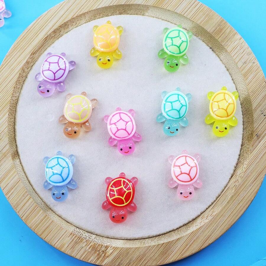 20pcs/50pcs Mixed Color Glowing Turtle Lights | Mini Turtle Decorations, Suitable For Easter, Birthday, Ocean Party, Holiday Decor, Dream Theme, Random Colors, Resin Material