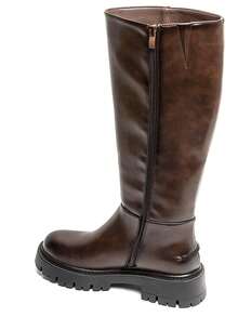 Bottes Montantes Style Moderne, Cuir Lisse And Suédine, Avec Semelle Crantée And Fermentation Zippée. - Brown - View 4