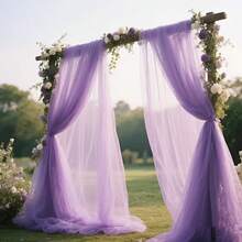 1pc/2pcs 2m Solid Light Purple Yarn Table Runner, Mesh Arch Wedding Arch Fabric Tablecloth, Birthday Party Tablecloth Decoration, Valentine's Day Background Decoration, Polyester Romantic Party Wedding Tablecloth Decoration - Purple - View 8