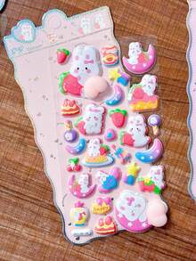 3D Cute Animal Stickers Stress Relief Puffy Squishy Sticker For DIY Scrapbook Guitar Phone Case Laptop Decal - Multicolor - View 4