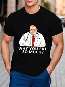 Playeras Ropa De Niño Playeras De Niño De Niña Ropa De Adolecente Playeras De NiñaFashionable, Elegant, And Minimalist Printed Men's Short-Sleeve T-Shirt - Featuring A Cartoon Doctor Design - Negro - Ver 1