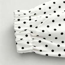 Women's Fashion Half-High Neck Jacket With Pockets, Zipper And Polka Dot Decoration - White - View 5