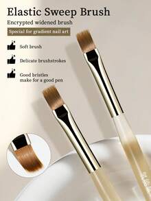 RS NAIL 3Pcs Nail Art Painting Brush Set With Cap, Nail Art Brush For Painting Flowers, Fine Pointed Tip, DIY Manicure Tool, Perfect For Beginner Nail Drawing & Decoration - Champagne - View 3