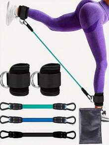 1 Set Ankle Strap Resistance Bands, Gym Weighted Leg Training Straps, Hip Trainer, Fitness Ankle Cuffs - Multicolor - View 3